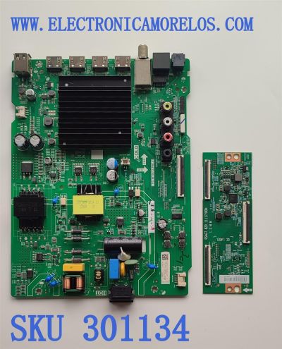 KIT DE TARJETAS PARA TV TOSHIBA·FIRE TV 4K·UHD·HDR / MAIN 302835 / TPD.MT9612.PB751 / 302836 / T-CON 292595 / RSAG7.820.11117/ROH / 304320 / PANEL'S HD425Y1U71-T0L2K2\GM\CKD3A\ROH / HD425Y1U71 / DISPLAY HV430QUB-F70 / MODELO 43C350KU 43C350U